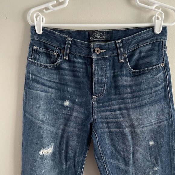 Lucky Brand Women 0/25 Distressed Button Fly Mid-Rise Sienna Slim Boyfriend Jean - Picture 4 of 13